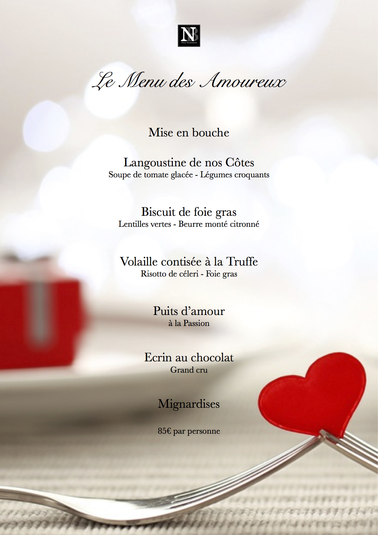 Menu St Valentin 